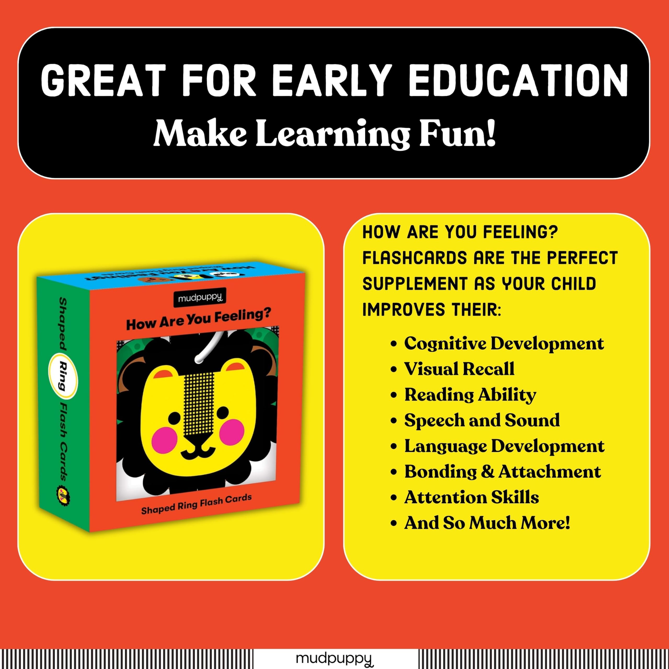 Mudpuppy How Are You Feeling? — Shaped Flashcards 10 Durable Double Sided Animal Emotion Cards And Reclosable Ring With Colorful Art For Ages 1+ Great For Preschool Or Travel For Teachers And Parents