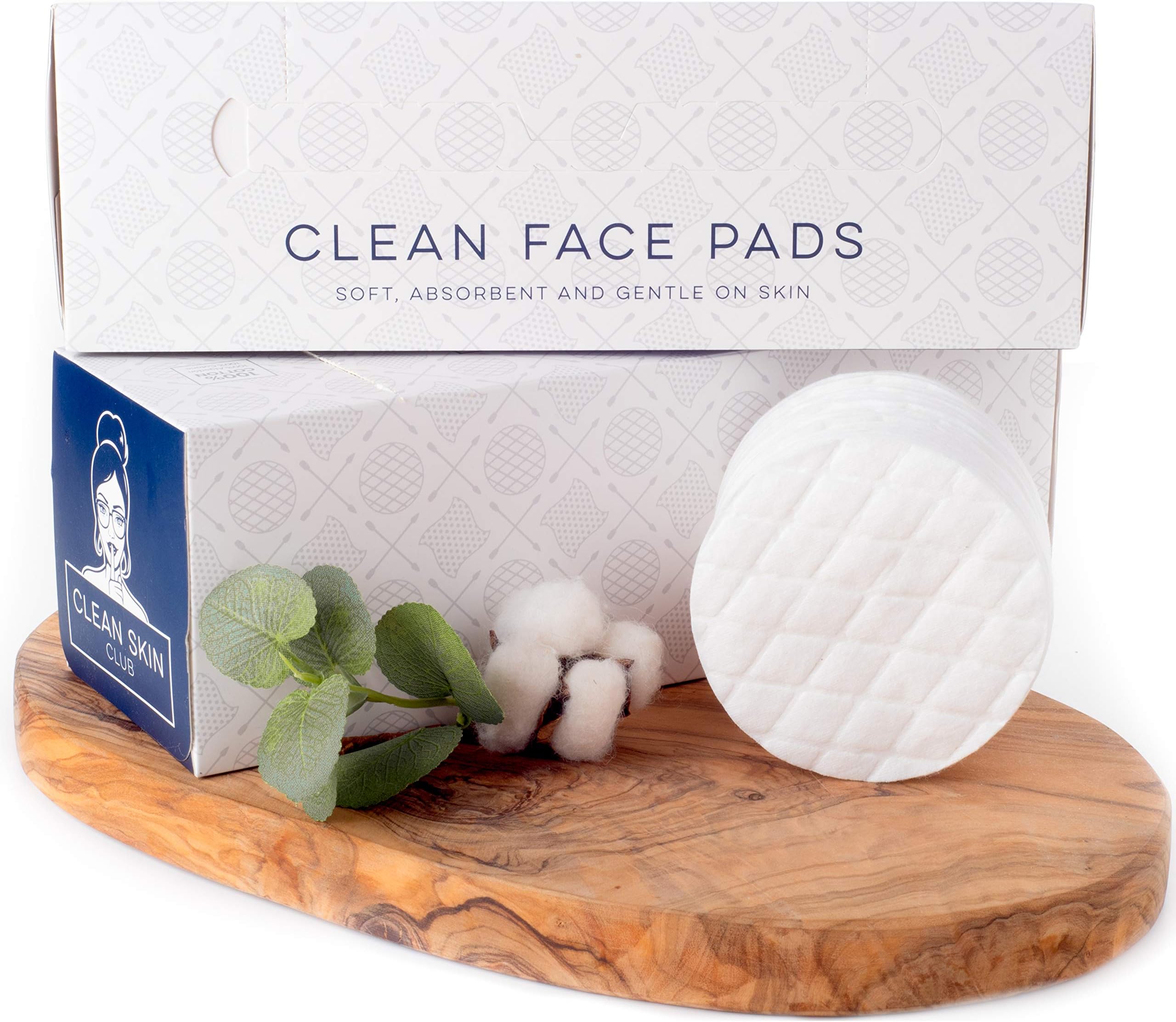 Clean Skin Club - XL Organic Cotton Rounds | World's Largest & Strongest Face Pad | Makeup Remover Rounds | 100CT | Clean Facial Pads | 100% Biodegradable Cotton, Chemical Free | For Sensitive Skin