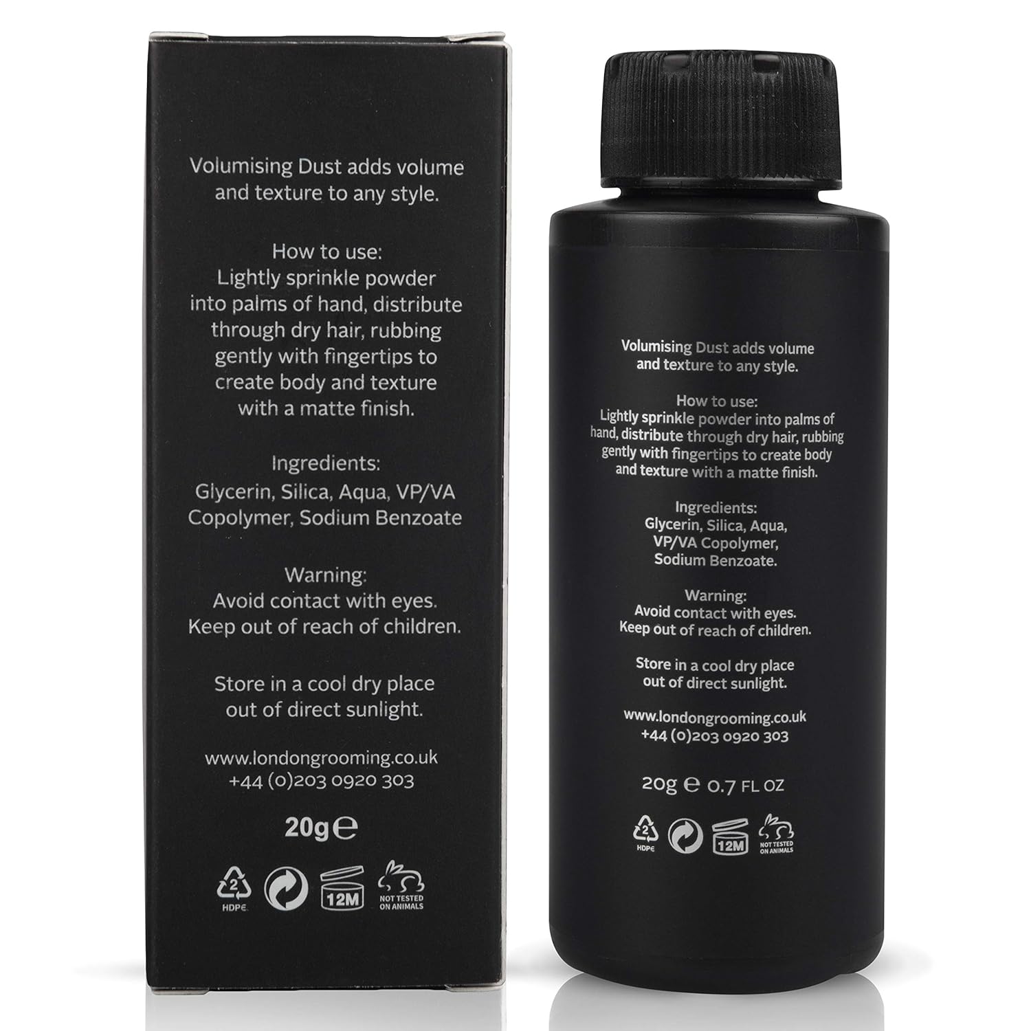 The London Grooming Company Volumizing Matte Styling Texturizing Hair Powder for Men, 0.7oz (20gm) Shaker Bottle: Beauty