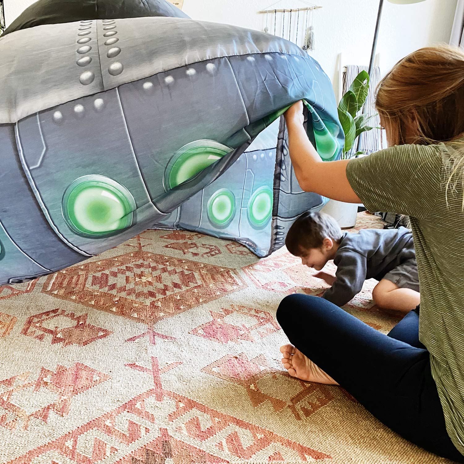 The Original Patented AirFort - Build A Fort in 30 Seconds, Inflatable Fort for Kids, Play Tent for 3-14 Years, A Playhouse Where Imagination Runs Wild, Fan not Included (UFO)