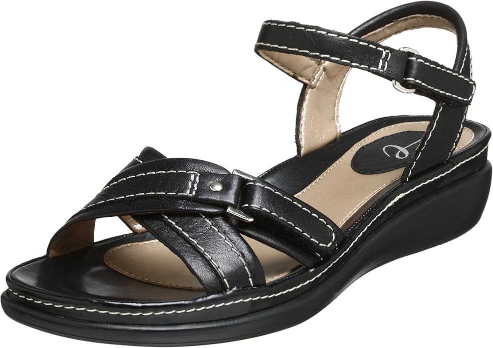 Easy Spirit Women's Coastal Sandal, Black, 7 WW Sandals