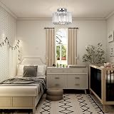 FRIDEKO HOME Crystal Ceiling Light Chrome Flush Mount Modern LED Fixture view 9