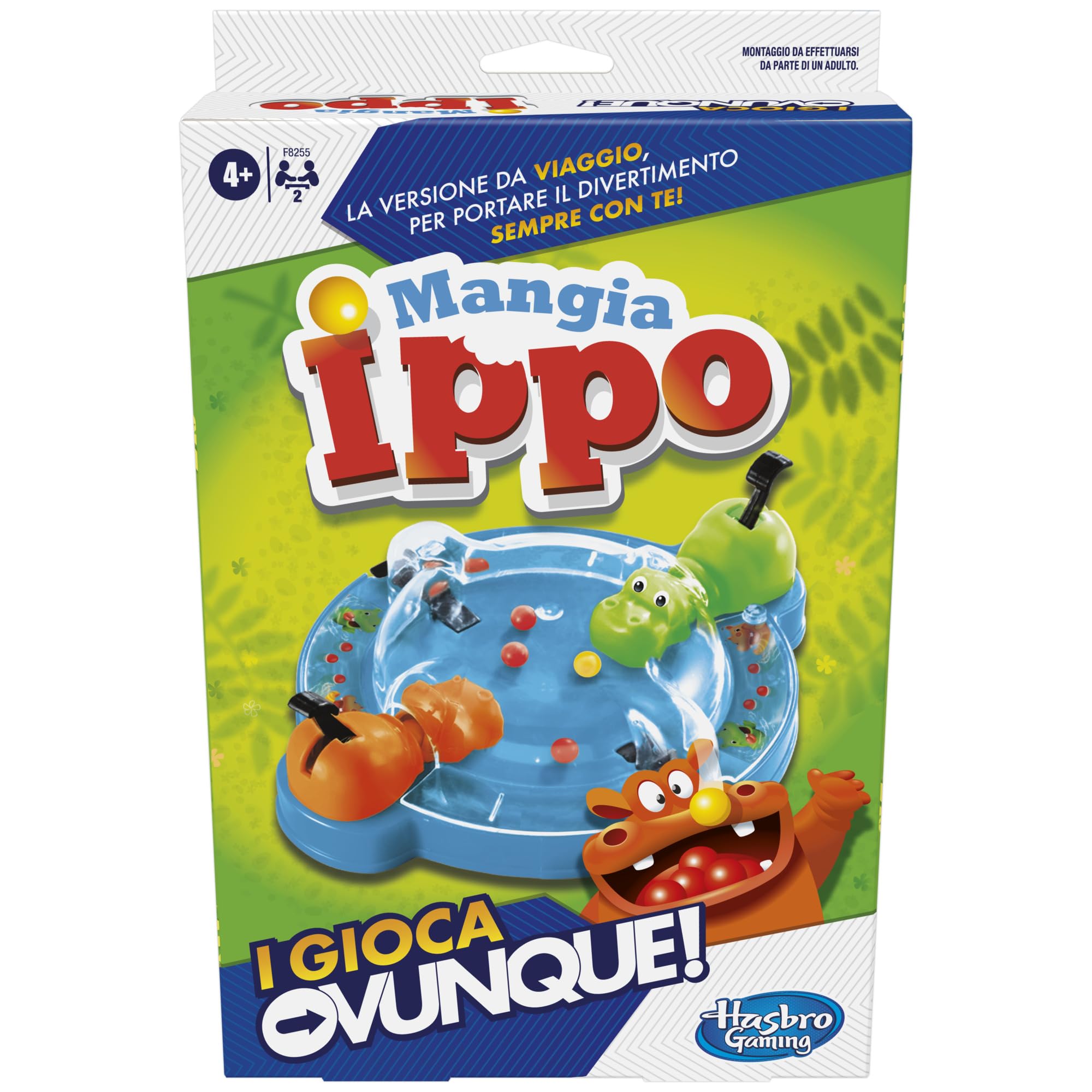 Hasbro Gaming Eat Hippo, I Play Anywhere, Portable Game, Travel Board Games for Kids and Girls Ages 4 and up, Compact Toy for 2 Players, Includes 2 Hungry Hippo