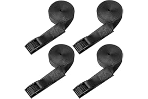 Haccoplanet Lashing Tie Down Straps with Buckles - 2200lbs Break Strength Adjustable Heavy Duty 1” 16.5' Cam Buckle Straps with Protective Pad for Dirt Bike, Cargo, Kayak (16.5FT-4PK)