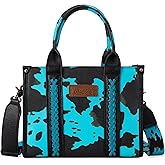 Wrangler Cow Print Tote Bag for Women Western Purse Boho Top Handle Satchel Handbag with Signature Strap