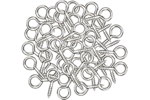 Juasky 50pcs 0.67 inches Stainless Steel Eye Bolt Screws, Heavy Duty Eye Hooks Screw, Eyelet Screw Eye Pins for Wood (50)
