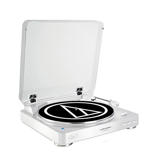 Audio-Technica AT-LP60WHBT Vollautomatischer Wireless- Stereoplattenspieler mit Riemenantrieb weiß