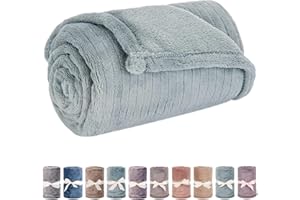 YUGGI Baby Blanket or Pet Blanket, Comfy Soft Warm Blankets for Baby Girls and Boys, Dog and Cat, Plush Fleece Throw Blankets for Sofa, Couch, Travel and Camping (Streak 28" x 40", Light Slate Green)