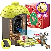 Smart Bird Feeder with Camera Outdoor: 2K Wild Bird Watching Video Cam - Unique Gifts for Nature Lover - Birds House Window at Garden IP66 Solar Charged & Squirrel-Proof Alarm