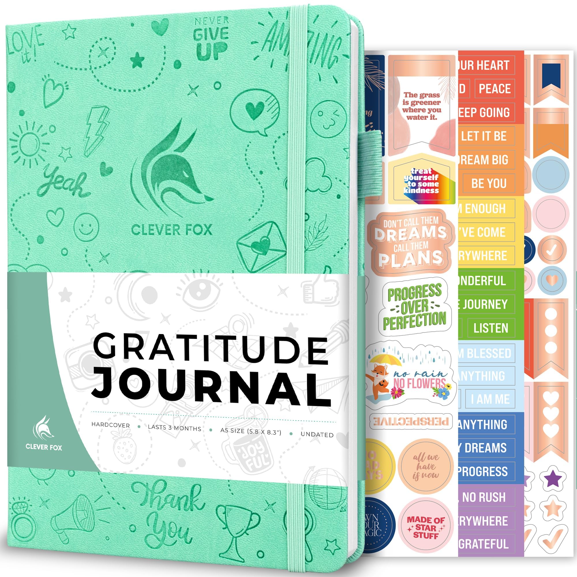 Clever Fox Gratitude Journal – Happiness, Positivity & Affirmation Daily Journal – Inspirational Daily Notebook – 3 Months, A5 (Mint) — image 1