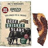 Grazly Beef Brisket Slab – Grass-Fed & Finished | Only Meat & Salt, Soft & Buttery Texture | High-Protein Carnivore Snack | Made from 1lb Raw Brisket | 5oz On-the-Go Snack Pack