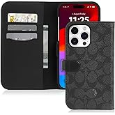 Coach Wallet Folio iPhone 15 Pro Case, Compatible with MagSafe - Signature Charcoal