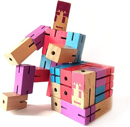 wooden robot cube