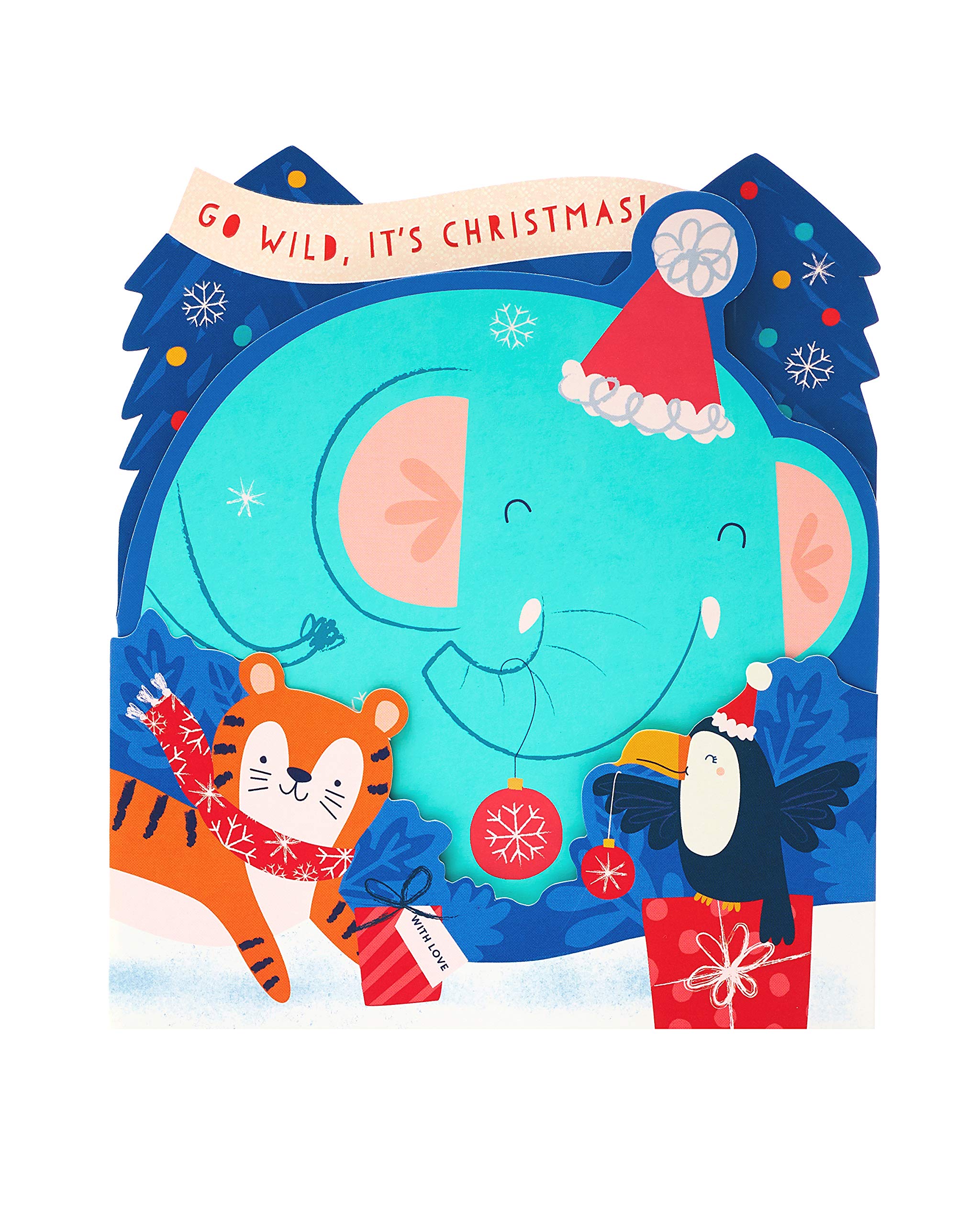 UK Greetings Kids Christmas Card - Boys Christmas Card - Cute Elephant Design - Christmas Card for Kids - Child Christmas Card Multi, 647907-0-1