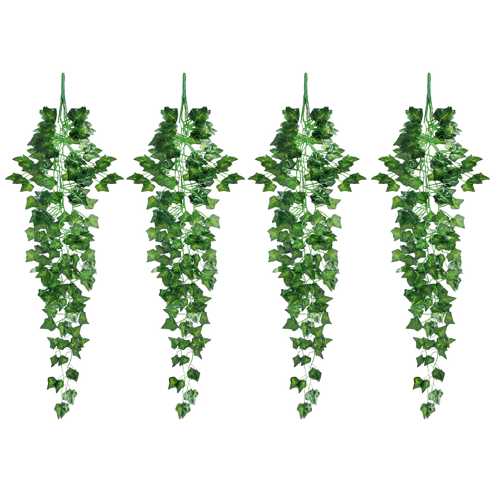 Artificial Hanging Vines Plants, Artificial Ivy Leaves Garland, Artificial Trailing Potted Plants, Faux Fake Plastic Decorative Artificial Plants for Indoor, Outdoor, Home, Garden Decorations - 4 Pcs