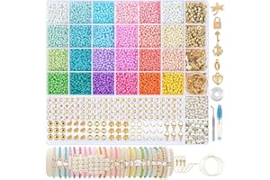 TEXGIZRLY Bracelet Making Kit for Girls Adults, 3mm Glass Seed Beads for Jewelry Making, Friendship Bracelet Kit, 24 Colors Beads Kit for Bracelets, Letter Beads for Bracelets DIY Crafts