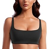 CRZ YOGA Butterluxe Square Neck Sports Bras for Women - Low Coverage Spaghetti Strap Yoga Wireless Padded Cami Crop Top