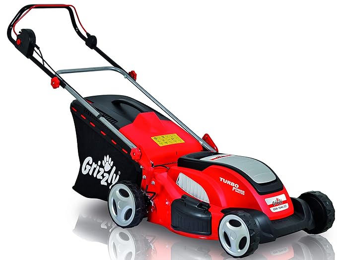 Grizzly Elektro Rasenmäher ERM 1846 GT mit Stahlgehäuse 1800 W Turbo Power Motor 46 cm Schnittbreite Mulchfunktion