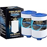 POOLPURE PWW50P3 Spa Filter Replacement for Unicel 6CH-940, 817-0050, Filbur FC-0359, 25252, 378902, 03FIL1400, 45 sq.ft Screw in Hot Tub Filter, 1 1/2" Coarse Thread, L x OD:7 5/8"x 6" 2 Pack