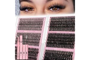 Fowendia Lash Clusters Kit 580PCS Fluffy Cluster Lashes Kit 30D-100D Volume Eyelash Extensions with Lash Bond and Seal D Curl