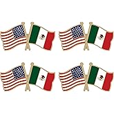Mexico Crossed Double Flag Lapel Pins Small Mini Mexican Friendship Pin Badge Pack of 4