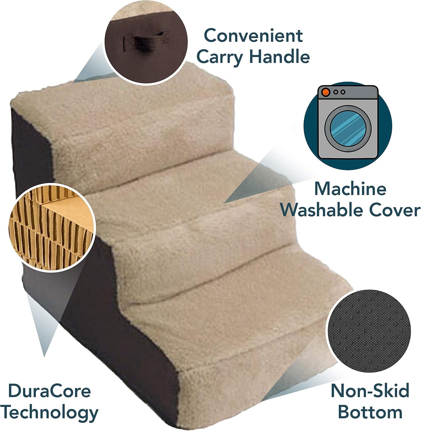 Dog and Cat Steps by Cozy Pet | Machine Washable Cover with Non Skid Bottom : Pet Supplies