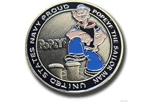 WRFLC Navy Popeye Sailor Challenge Coin – 250th Anniversary Military Commemorative – I Love My Sailor Coin – Antique Colorized Navy Coin – Veteran & US Navy Collectible
