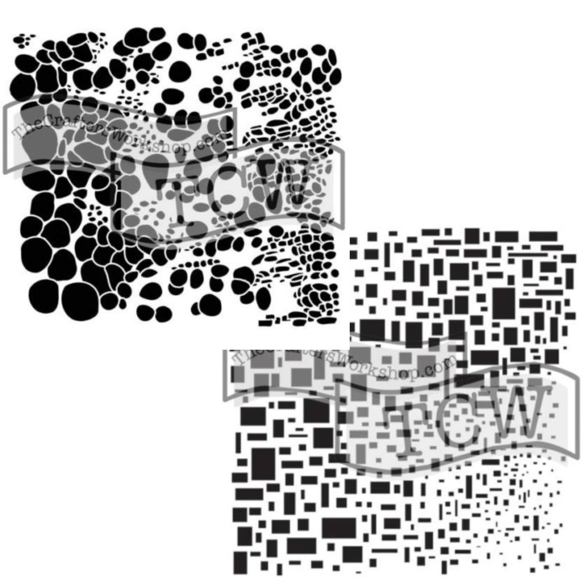 The Crafters Workshop Stencils, Reusable for Crafts, Art, Greeting Cards, Paint or Mixed Media, 2 Pk, 6" x 6", Cell Theory/Cubist