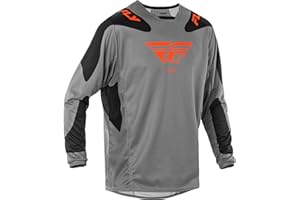 Fly Racing Men's Kinetic Sym Jersey (Grey/Orange/Black, Large)