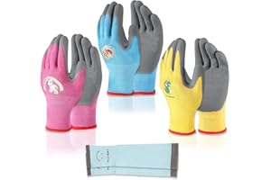 SLARMOR Kids-Gardening-Gloves for Age 3-12, Rubber-Coated Garden Yard Work-Gloves for Children Toddlers Boys & Girls