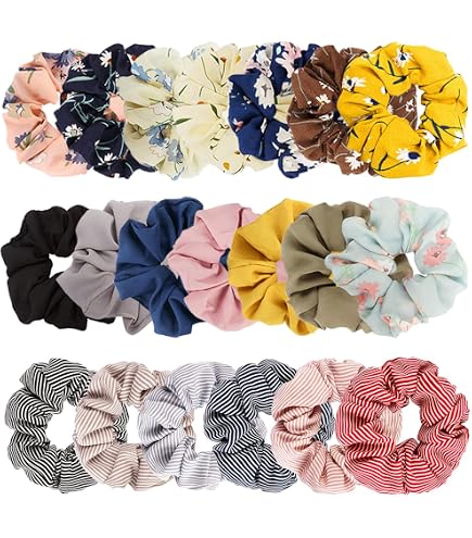 30 Pcs Colorful Hair Scrunchies for Women & Girls - Kawaii Elastic Ponytail Amazon.com : Crowye 30 Pcs Hair Scrunchies for Women Girls  main image 4