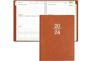 FRASUKIS 2024 Planner - 3-Tier Down Planner Weekly and Monthly NotePad, 2024 Appointment Planner from Jan 2024 - Dec 2024, Daily Planner 2024 with Tabs, 60 Minutes Intervals, Faux Soft Leather, 8.5'' x 11''