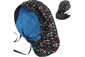 ABAMERICA Scrub Caps for Women Surgical Caps Nurse Hat Functional Ponytail Holder for Long Hair Single or Satin-Lined