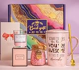 ALBISS Birthday Gifts Spa Gift Set with Pink Mug Candle Bath Treats Card view 1