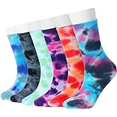 Forwe 6 Pairs Casual Tie-dye Soft Cotton Crew Socks Cushion Novelty Funny Athletic Socks