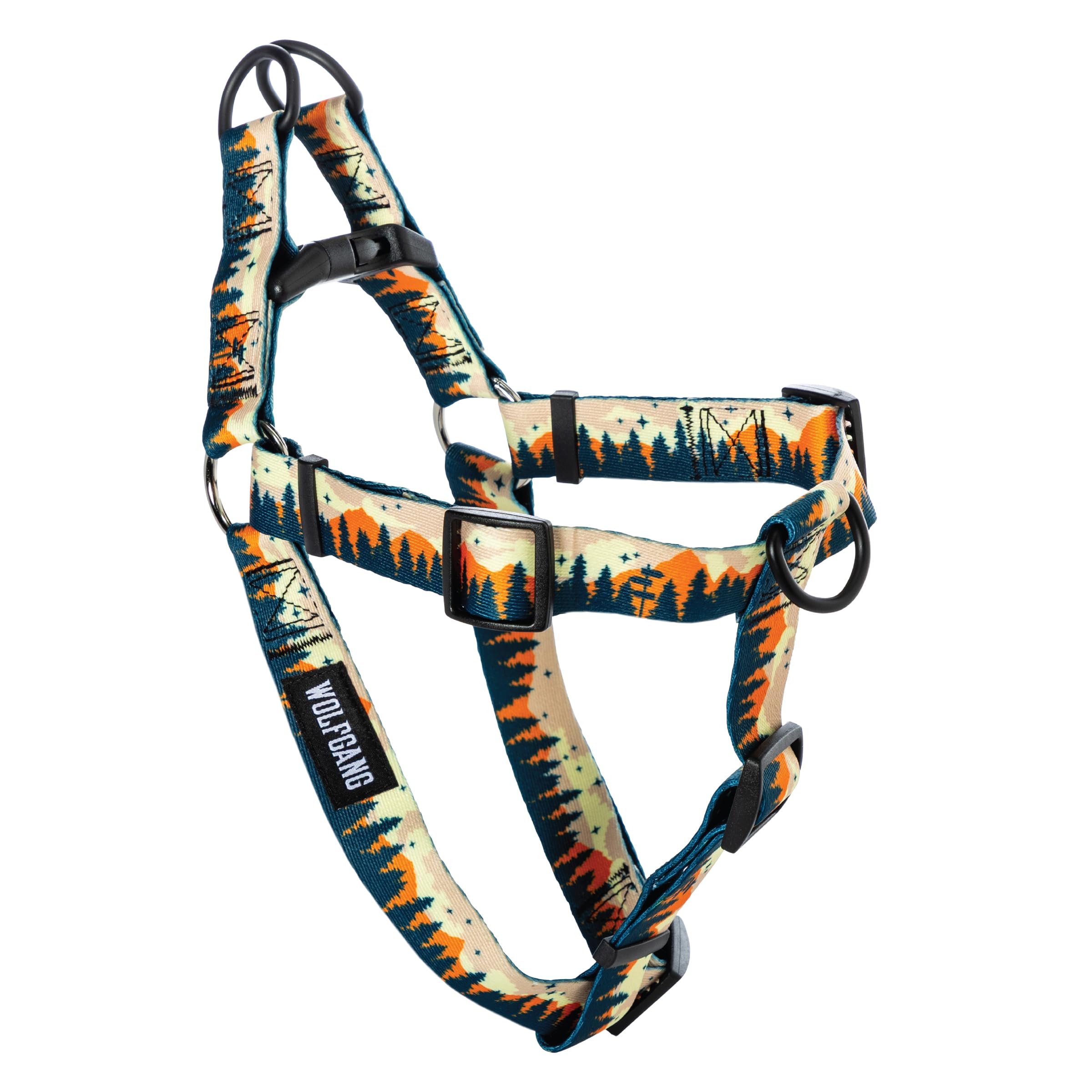 Wolfgang Heavy Duty Adjustable Dog Harness, Pull-Tested to Over 800 lbs for Walking & Training, Overland Print, Large — image 1