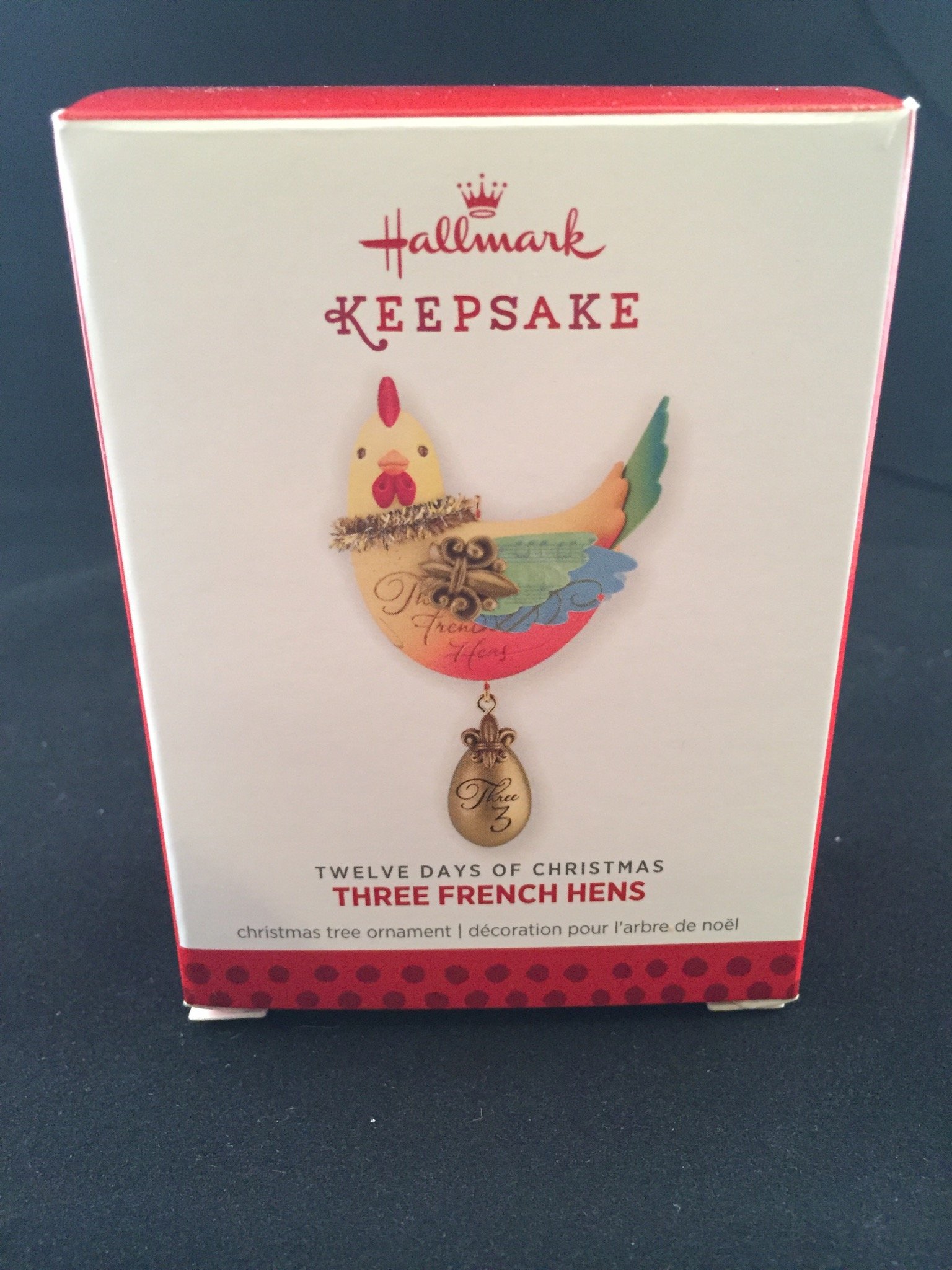 1 X Three French Hens Twelve Days of Christmas #3 Series 2013 Hallmark Ornament