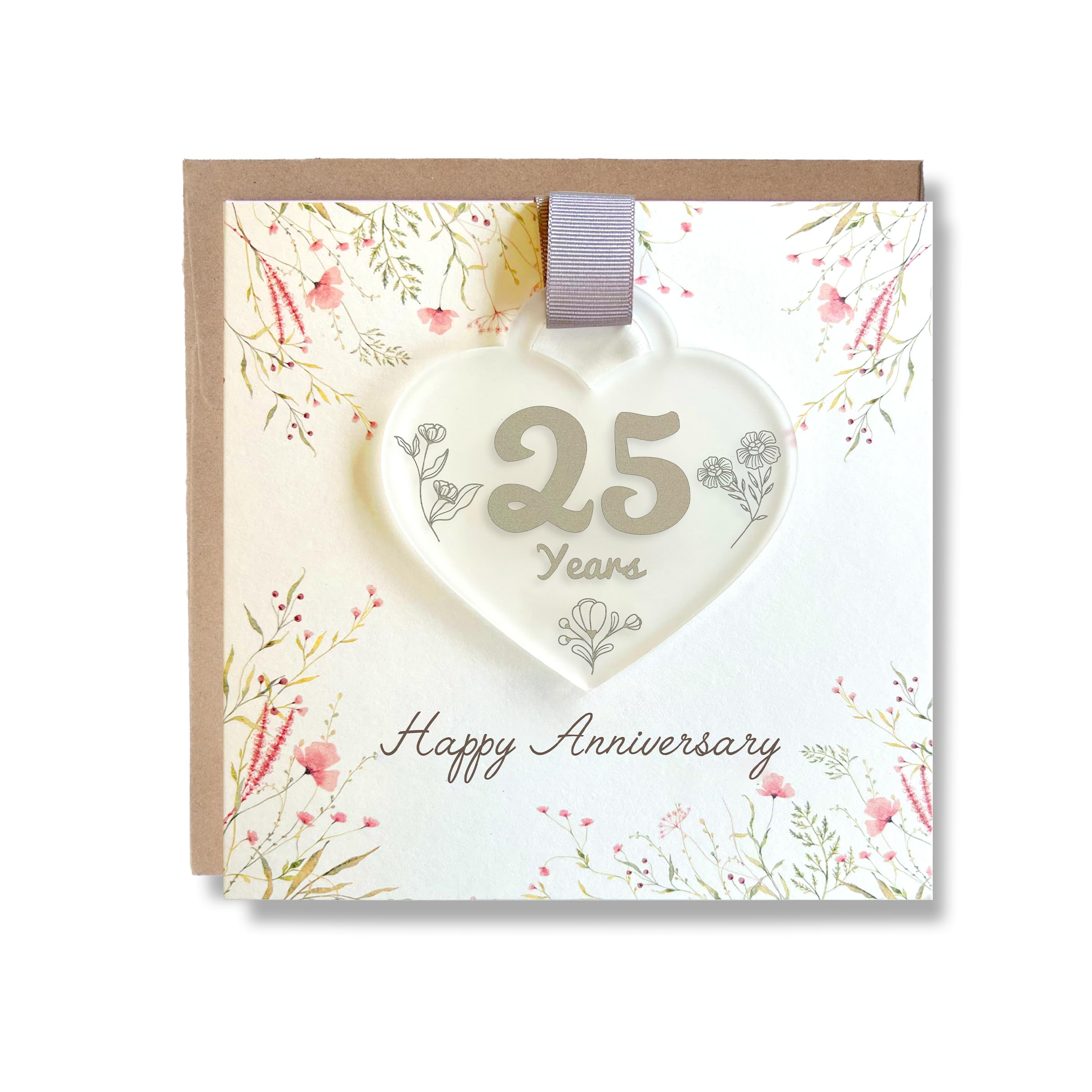 Anniversary Card with Keepsake Gift - Gold Wedding Anniversary Card - Wedding Anniversary Card for Husband or Wife, Happy Anniversary (25 Years)