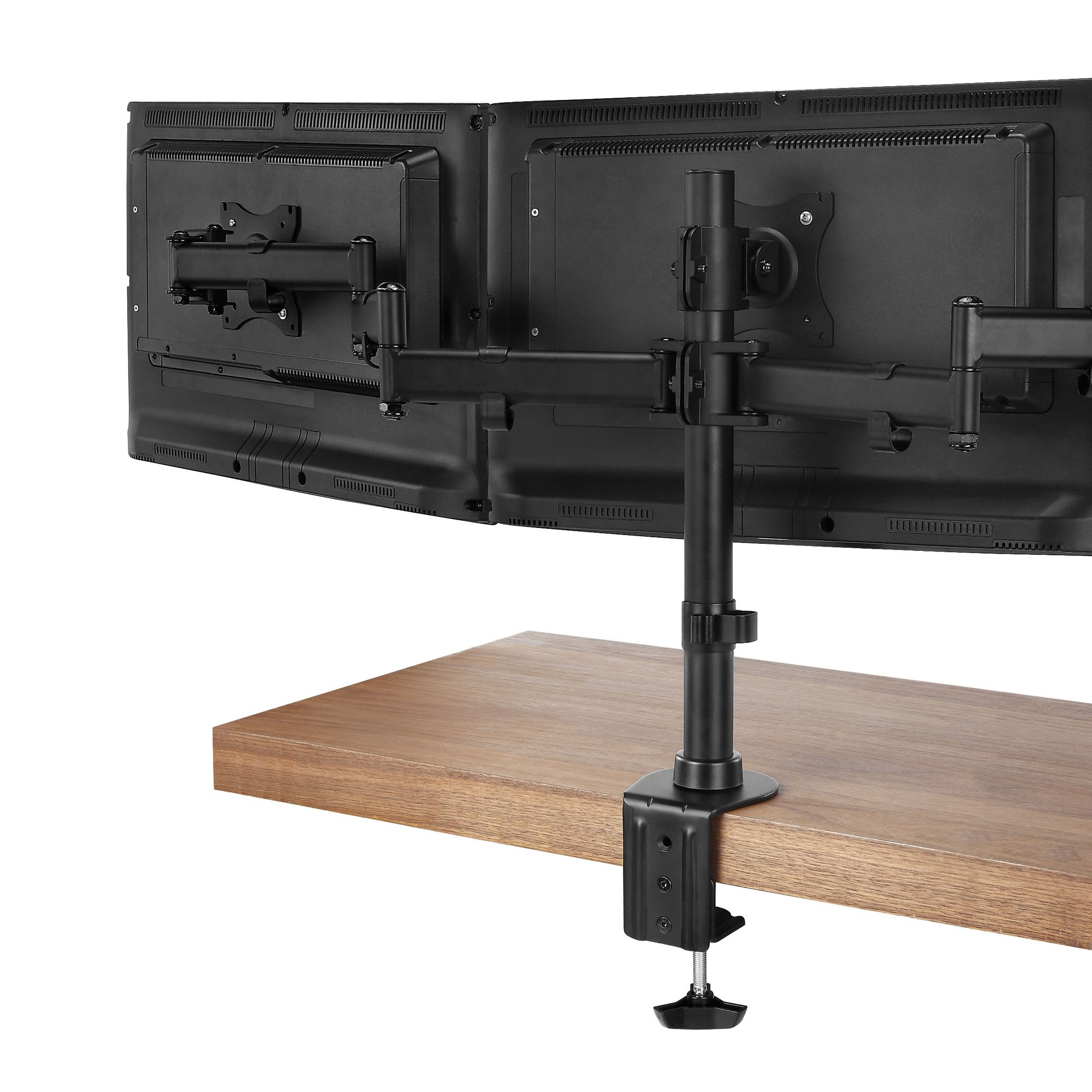VonHaus Triple Monitor Mount for 1327” Screens Three Arm Desk Stand Bracket with Clamp