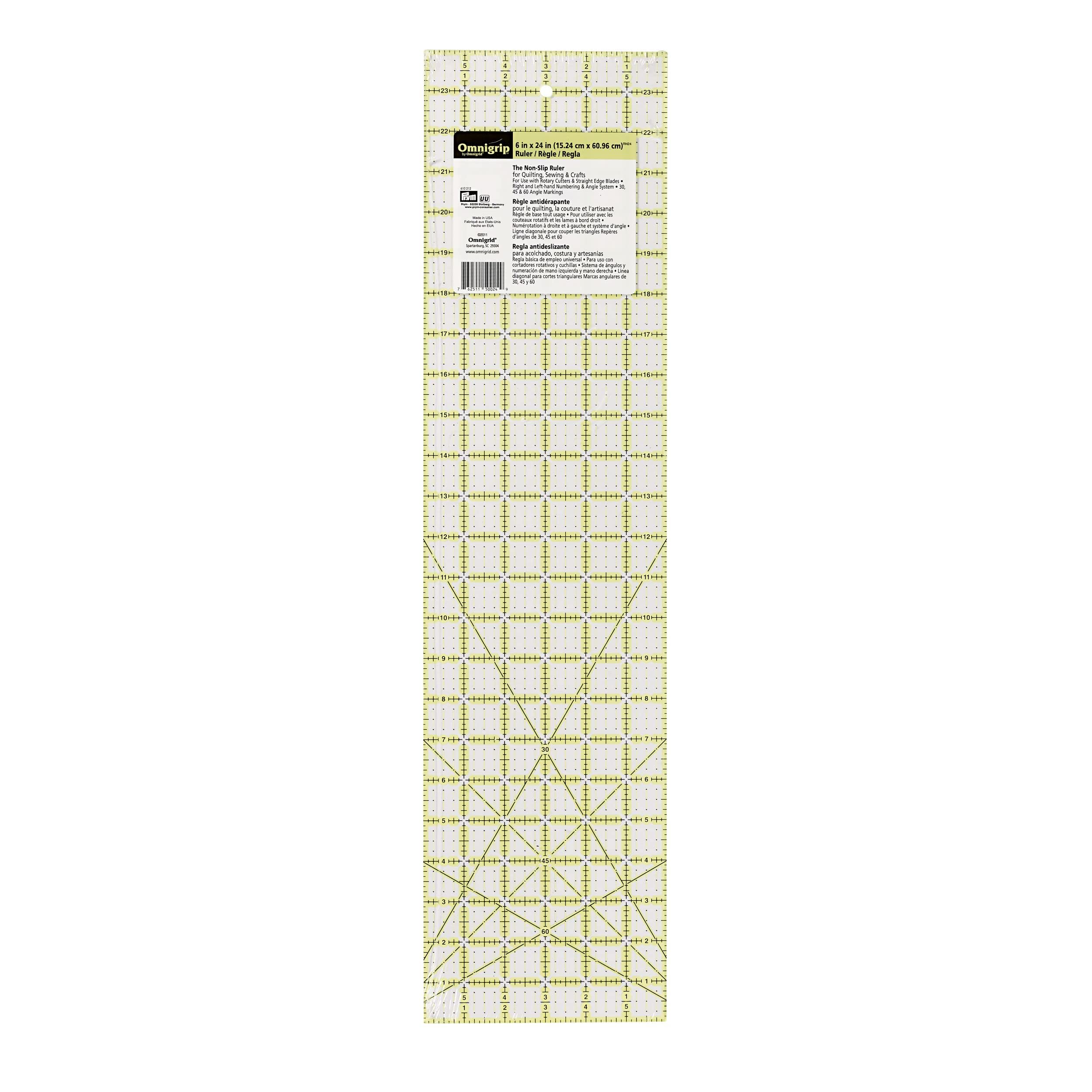 Prym Omnigrip 610212 Non-Slip Ruler 6 x 24 Inches