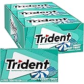 Trident Minty Sweet Twist Gum, 12 Packs of 14 Pieces (168 Total Pieces) | Chewing Gum with Xylitol, Perfect for Long Lasting Fresh Breath at School, Work &amp; Travel