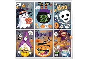 FUULOXE 9 Sheets Halloween Window Clings Cute Window Stickers for Home Party Supplies Halloween Decoration with Pumpkin Bat Ghosts Witch for Home/Office/School Windows