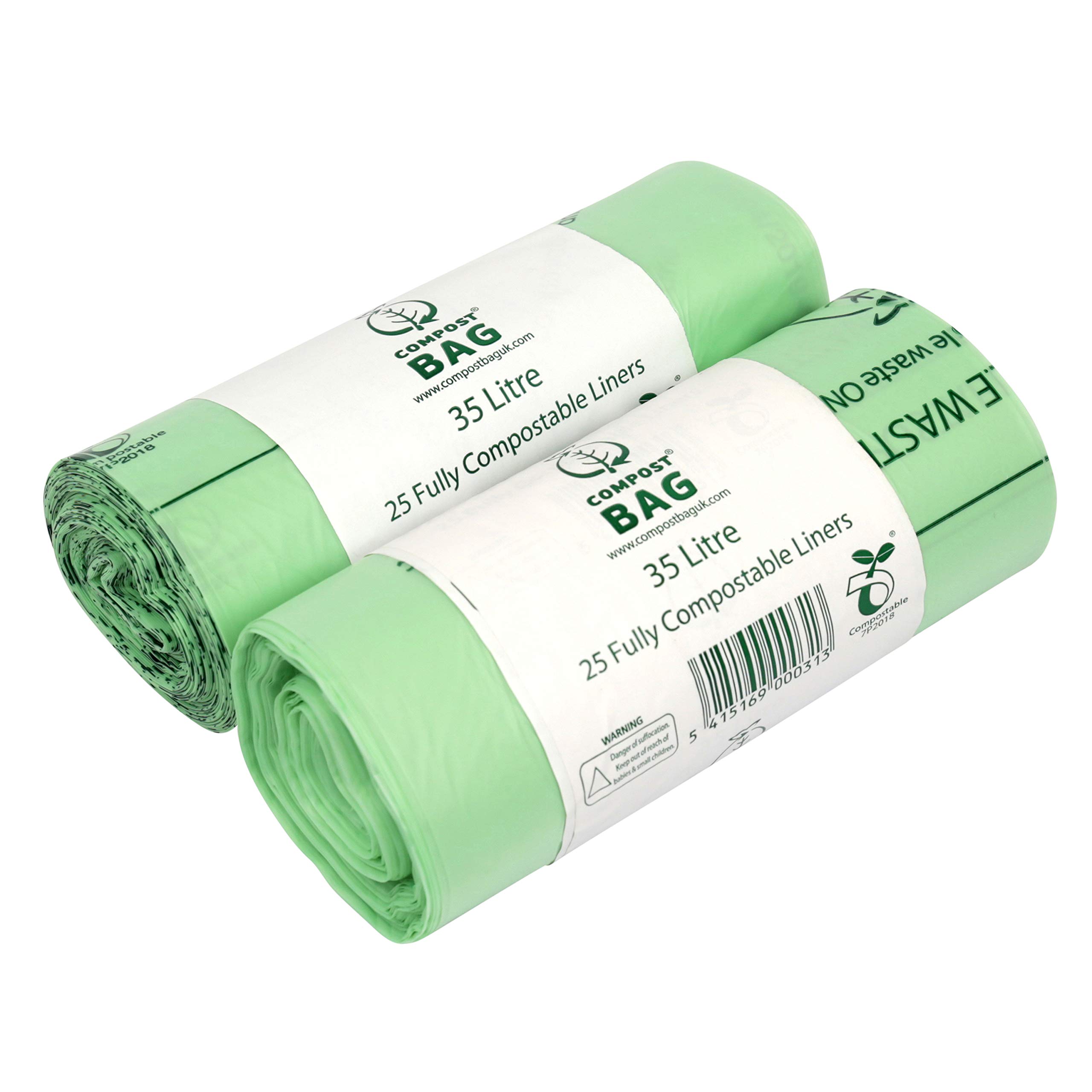 35/40 Litre x 50 Compostable Bags - Compost Bag Kitchen Food Waste Compost Liners 35/40L - EN 13432 - Bin Bags with Composting Guide 35L 40L