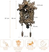 WALPLUS Brown Vintage Cuckoo Wall Clock Flapping Bird Volume Control Battery view 8