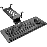 HUANUO Under Desk Keyboard Tray for Flat Bottom and Cross Beam Desks | 25 x 9.84 inch tray, 11 lbs capacity, smooth sliding track, wrist rest, height and angle adjustment, home office typing
