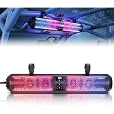 KEMIMOTO UTV Sound Bar 28 Inch ATV Soundbar 4X Subwoofers LED Party Lights Bluetooth Golf Cart Sound Bar 2X Tweeters Compatible with Polaris RZR Can-Am X3 Defender CFMOTO for 1.56"- 2.25" Roll Cage