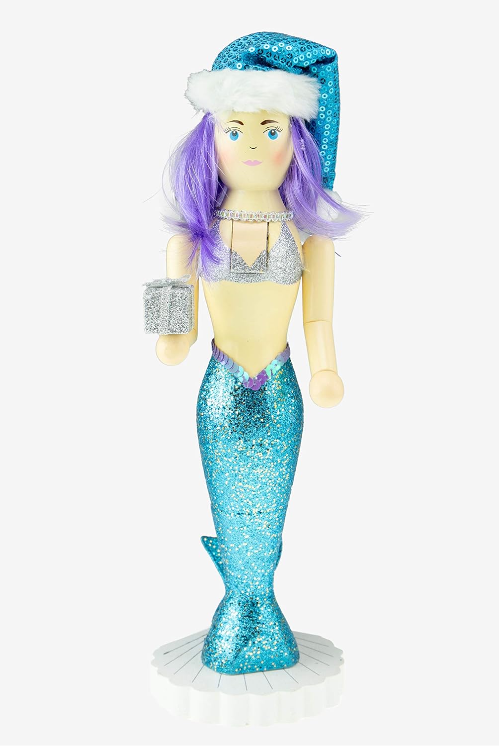 Nutcrackers - Clever Creations Mermaid 14 Inch Traditional Wooden Nutcracker, Festive Christmas Décor for Shelves and Tables