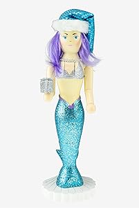 Clever Creations Traditional Wooden Collectible Blue Mermaid Decorative Nutcracker, Festive Christmas Décor, 14 Inch Tall Perfect for Shelves and Tables, 100% Wood