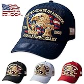 250th Anniversary USA Hat - Adjustable United States 250th Anniversary Hat Retro Embroidered Baseball Cap
