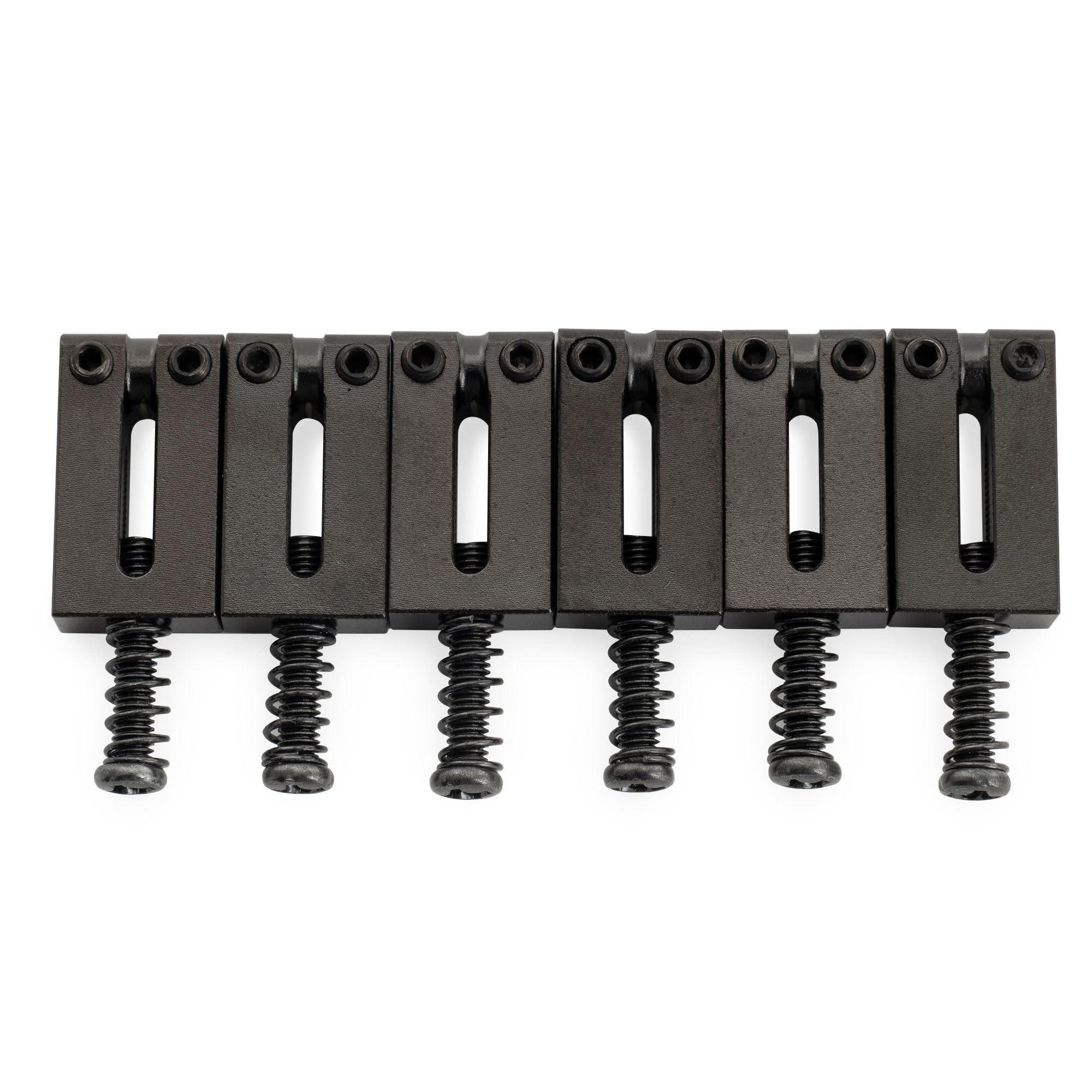 Musiclily Ultra 11.2mm Modern Full Brass Bridge Saddles for Vintage Strat Style Electric Guitar, Black (Set of 6)